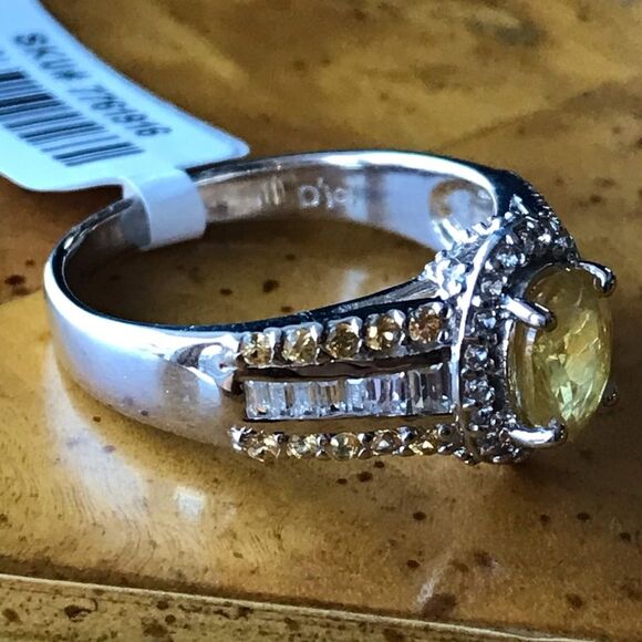 Natural Yellow Sapphire Sterling Silver Ring Size 10 - Picture 6 of 8